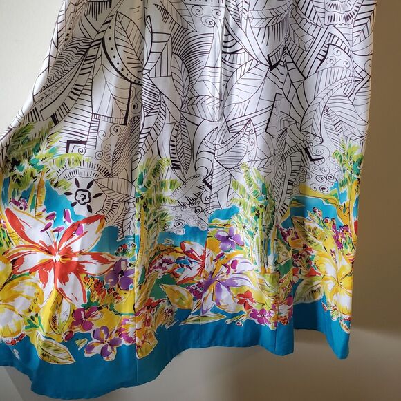 Madison Leigh Sundress Size 10 Colorful Cotton Spandex Straps Back Zip Beach - Picture 5 of 13